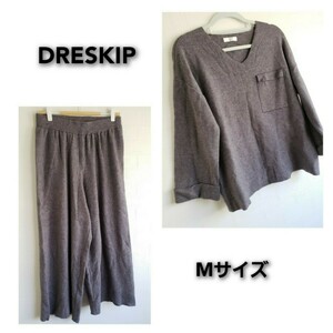 極美品 DRESKIP ドレスキップ 大人気 完売品 ワールド ニット セットアップ 上下セット グレー Mサイズ M～L の方でも◎ 