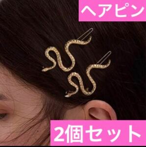 ユニーク　爬虫類　蛇　ヘアピン　ゴールド　2個セット　