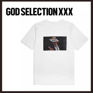 ○★新品未使用　 GOD SELECTION XXX (ゴッドセレクショントリプルエックス)　Tシャツ　L　ホワイト プリント柄★○