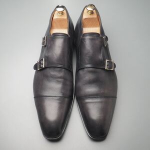 W2903//イタリア製*サントーニ/Santoni*メンズ8.5F/ダブルモンクストラップ/ストレートチップ/キャップトゥ/レザーシューズ/革靴