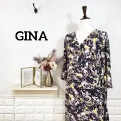 GINA★　ジーナ　ワンピース　カシュクール風　エレガント　ストレッチ素材