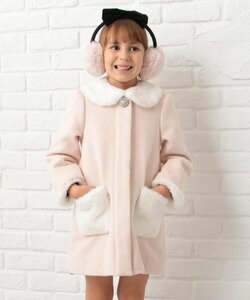 新品 ￥8953 2ways 組曲 anyFAM ファー ティペット付 2ウェイ ウール調 ロング コート 140cm 子供用 女の子 ピンク エニファム フォーマル