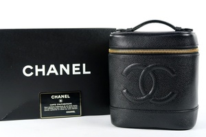 【超美品】CHANEL シャネル バニティバッグ 化粧ポーチ ハンドバッグ 小物入れ ブラック【PO9】