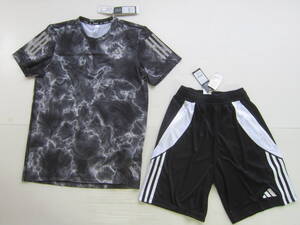 新品◆アディダス adidas 半袖 Tシャツ & ショート パンツ S 黒 迷彩 吸汗速乾 ランニング ジョギング マラソン トレーニング サッカー /M