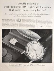 稀少・時計広告！1963年ロンジン 時計広告/Longines Automatic Watches/K