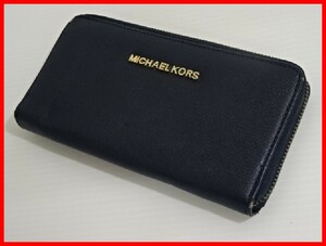 MICHAEL KORS　マイケルコース　長財布　ネイビー　中古　2409★M-1724