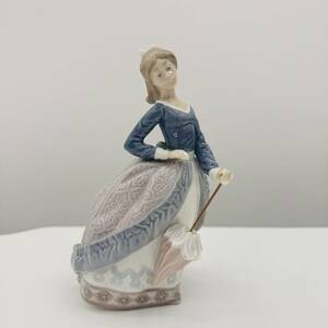 【MSE-0611.1-4】1円～ Lladro リヤドロ リアドロ「パラソルの娘」フィギュリン 女の子 女性 傘 陶器人形 置物 インテリア オブジェ