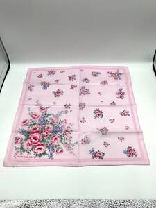 【シール付き未使用品】Pierre Balmain ピエール バルマン　ハンカチ　バンダナ　花柄　ピンク　コットン　42×42