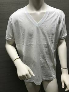 本物 新品 DSQUARED2 ディースクエアード 無地VネックワンポイントロゴTシャツ 半袖 S74GD0255 白 M