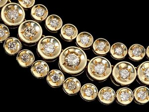 1円～【ジュエリー極】超豪華な煌めき！天然ダイヤモンド3.00ct 超高級K18YGフルエタニティネックレス a1171vx【送料無料】