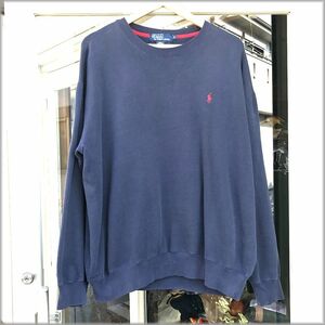 ★ポロ　ラルフローレン　スウェット　トレーナー　ワンポイントロゴ　size M　紺色★検 ビッグシルエット 90s ビンテージ 無地