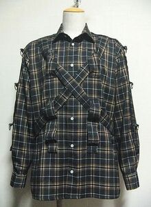 未使用:ファーバ(FUVA ANARCHY PRODUCT).ボンテージ シャツ F(パラシュートシャツ/ゴシック/パンク/肩49幅59丈74/666 raleigh kmrii)