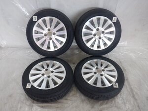 ☆ステラ☆タイヤ 23年製 バリ山 155/65R14 ダンロップ☆ 4H 100 4.5J +45 14インチ スバル純正 アルミホイール付 4本