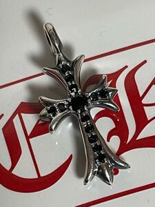 †Chrome hearts†クロムハーツ†新品加工　CHクロス　タイニー　ファット　チャーム　シルバー925 パヴェ　ブラックスピネル