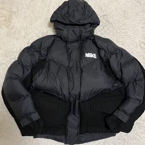 希少極美品 XLサイズ sacai サカイ NIKE ナイキ ダウンジャケット オーバーサイズ 肉厚 ロゴプリント ダブルジップ メンズ 切り替え