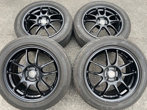 美品 エンケイ ENKEI PF01 ブラック 16インチ 7J+43 4-100 195/55R16 アクア ヴィッツ カローラフィールダー ポルテ パッソ デミオ ノート