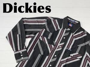 ☆送料無料☆ Dickies ディッキーズ USA直輸入 古着 長袖 ウエスタン シャツ メンズ S グレー トップス 中古 即決