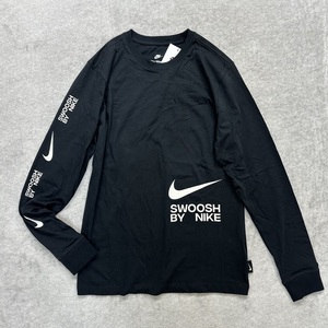 新品未使用 NIKE XLサイズ ナイキ ロンT トップス シャツ 人気 SWOOSH スウッシュ ブラック 黒 ホワイト 白 Tシャツ コットン100% 正規品