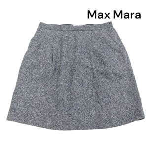 イタリア製★ Max Mara マックスマーラ 白タグ♪ 秋冬 ウール&シルク ツイード スカート Sz.38　レディース　K3B00165_9#Q