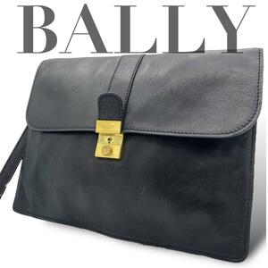 BALLY バリー レザー クラッチバッグ セカンドバッグ ブラック レザー