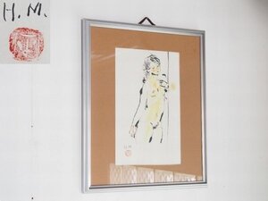 真作 村岡平蔵作 裸婦　絵画　裸婦画　美人画　人物画　水彩　額装　J16