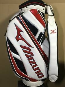 hcb-440 中古キャディバッグ ミズノ Mizuno ホワイト/ブラック/レッド フードカバーなし