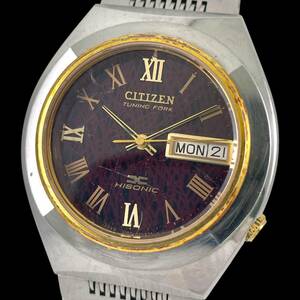 24J087　シチズン　CITIZEN　3702-370368Y　チューニングフォーク　ハイソニック　メンズ腕時計　ジャンク品　音叉時計　3針　１円～