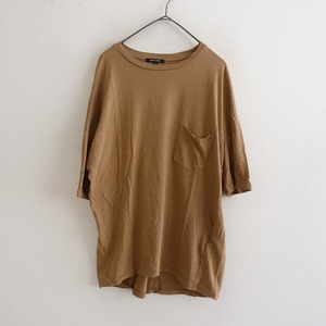 【2023/定価1.4万】パドカレ pas de calais *コットン天竺ポケットTシャツ*36綿ベージュブラウンカットソー(25-2411-120)【82K42】