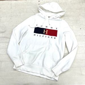 1662◎ TOMMY HILFIGER トミーヒルフィガー トップス トレーナー パーカ 長袖 ビッグ ロゴ 刺繍 プリント ホワイト メンズS