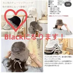 【新品タグ付き】☆terawear emu　しまむら　リボン付き黒ファーハット☆