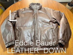 VINTAGE Eddie Bauer レザーダウン　黒タグ　ヴィンテージ エディーバウアー　 レザージャケット