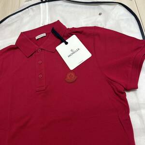 【タグ付き】【新品】MONCLER モンクレール　ラバーワッペン　半袖ポロシャツ　赤　S