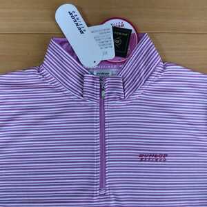 M　DUNLOP　ダンロップ　新品　レディース　半袖ポロシャツ　襟付きシャツ　吸水速乾　UV対策　薄紫　ハーフジップ アウトドア　スポーツ