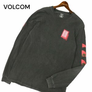 VOLCOM ボルコム 通年 長袖 スカル プリント★ カットソー ロンTシャツ Sz.M　メンズ グレー スケボー　C4T01914_3#F