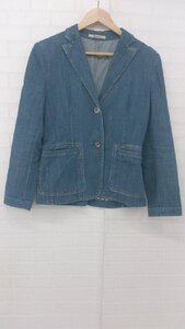 ◇ Aquascutum アクアスキュータム 2B デニム地 長袖 ジャケット サイズ4S ブルー系 レディース P