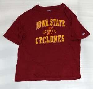 ☆Champion.COM TEE サイズXL(ASIA 2XL) 半袖Tシャツ ラバーIOWA STATE CYCLONESプリント スポーツ ファッション洗濯済ティー チャンピオン