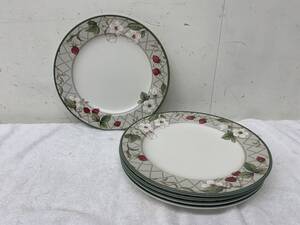 処分特価品★【MIKASA Intaglio/ミカサ】プレート【ディナー皿/CAC55 STRAWBERRY FAIR/5枚セット】苺柄 大皿 28.5cm 中古品