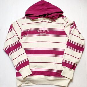 Supreme Logo Hooded ボーダー ストラップパーカー Mサイズ 中古