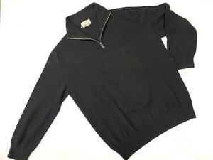 キングラム[05]HERMS[エルメス]メンズ 薄手ニット ハイネック ハーフジップトップス ブラック サイズL カシミヤ100%【送料無料】2877