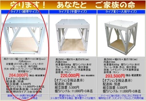 大地震で死なない為に！ 耐震 地震シェルター タイプ１　耐荷重75トン 最大4人迄 住宅用簡易組立式 ＜新品＞ エコルート