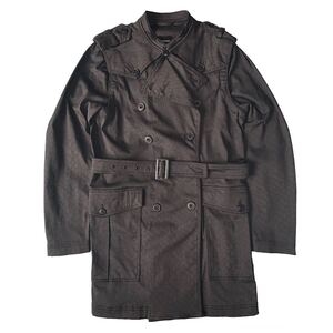 Rare EMPORIO ARMANI 10AW Trench Coat エンポリオ アルマーニ 希少 鱗柄 トレンチコート ブラック サイズM 正規品