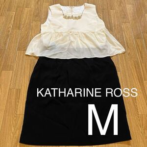 ♪♪③KATHARINE ROSS キャサリンロス☆ノースリーブワンピース モノトーン Mサイズ☆