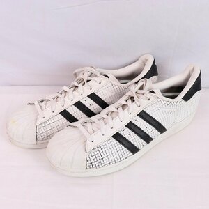 Superstar 31.0cm/adidas スーパースター アディダス スニーカー 白 ホワイト 黒 ブラック 方眼 中古 古着 メンズ ad4475