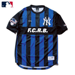 FCRB 21AW MLB TOUR GAME SHIRT　XLサイズ　新品　ツアー ゲームシャツ ワッペン Tシャツ 半袖 黒 青 NEW YORK YANKEES ヤンキース ny