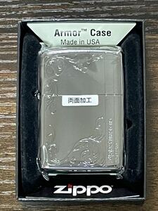 zippo アーマー ブラックチタン Armor Case BLACK TITAN 2022年製 両面刻印加工品 SINCE 1932 ケース 保証書