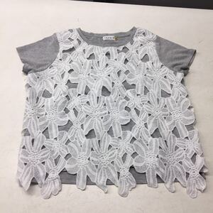 送料無料★LEPSIM LOWRYS FARM レプシィム ローリーズファーム★半袖Tシャツ レーストップス★Mサイズ★グレー#30507sjj5