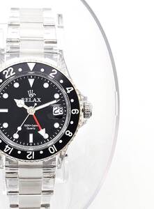 【1円】M1 RELAX リラックス 王冠ロゴ GMT11 腕時計 GMT 黒/黒 24H回転ベゼル 世田谷ベース 所ジョージ 新品