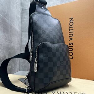 1円■極美品■LOUIS VUITTON ルイヴィトン メンズ ダミエグラフィット アヴェニュー スリングバッグ ボディバッグ ショルダー N41719レザー