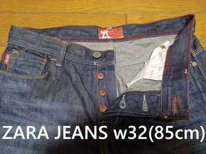 ZARA JEANS　w32(85cm)　立体裁断　ややスリム　送230円可能　綿100%