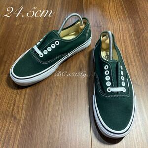 VANS Authentic 24.5cm GREEN レディース ヴァンズ　バンズ オーセンティック スニーカー シューズ ローカット 一回着用